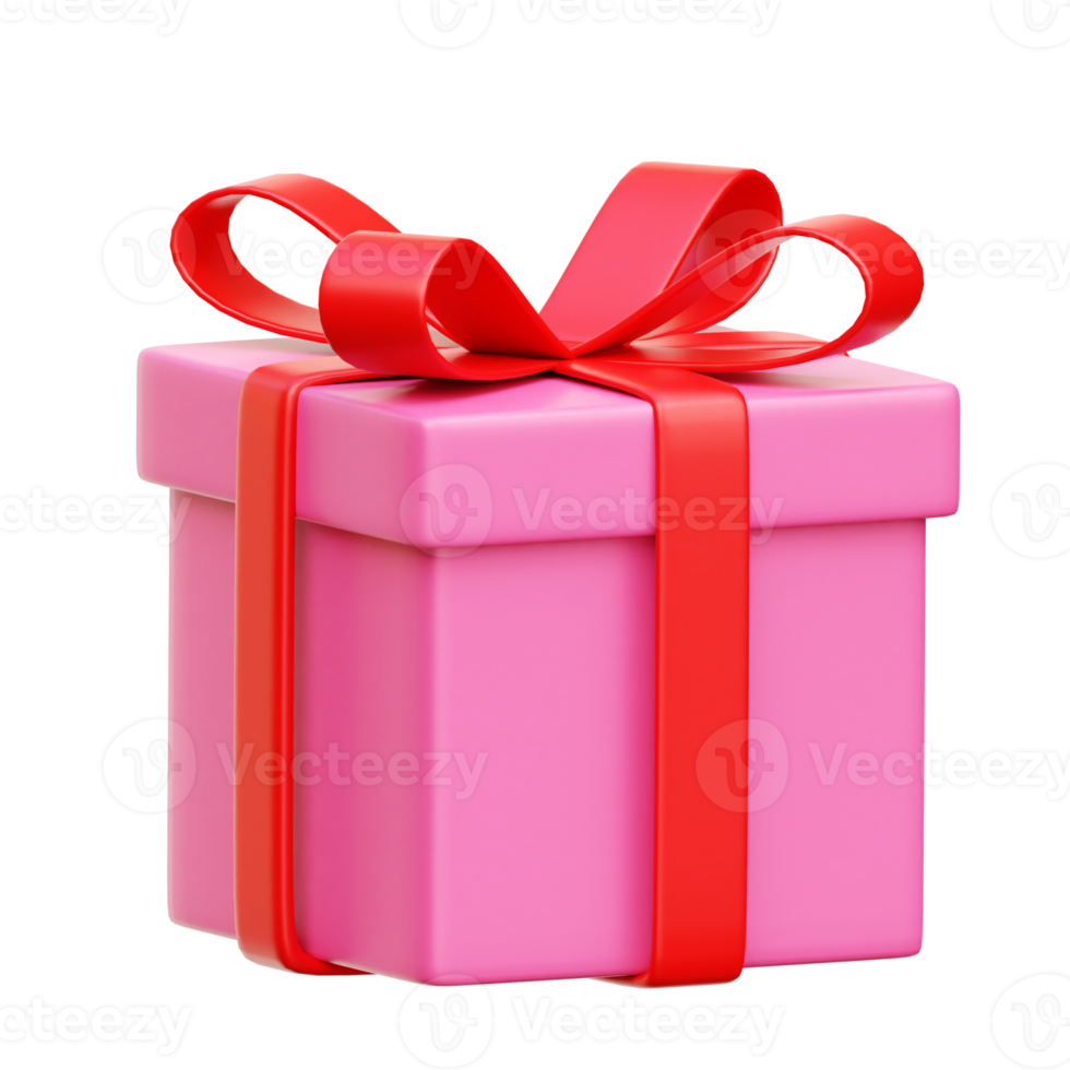 3d Gift Box Pink, Valentine 3d illustration png