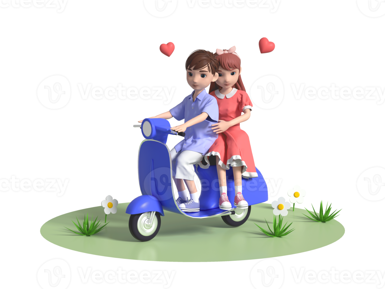 3D rendering cartoon couple character image png