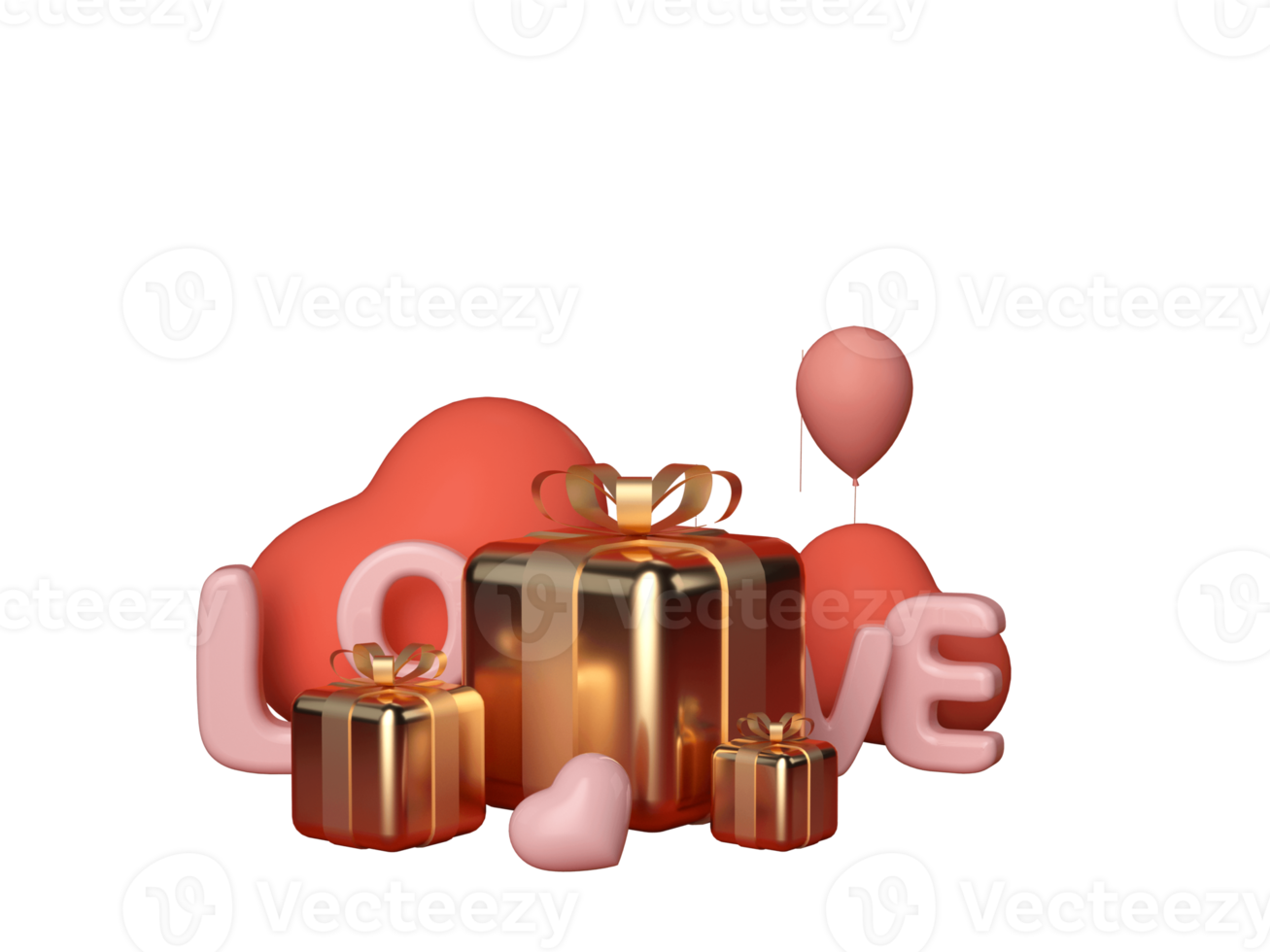 3D rendering Valentine's Day gift love element png