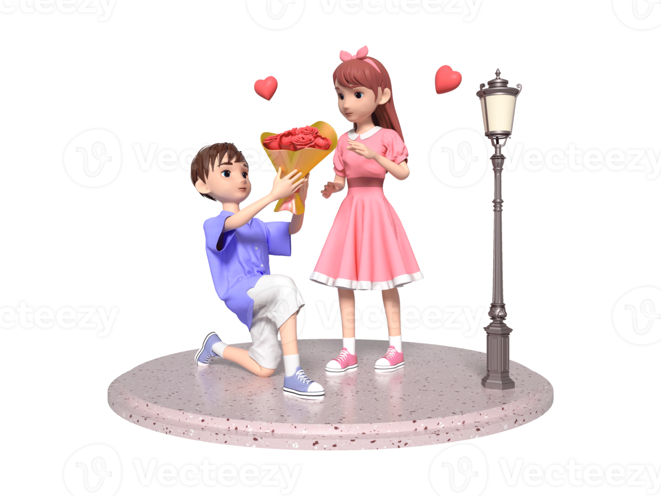 3D rendering cartoon couple character image png