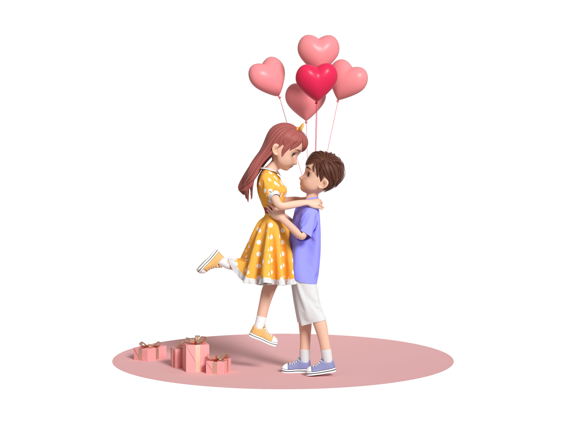Free 3D rendering cartoon couple character image 18922283 PNG with  Transparent Background