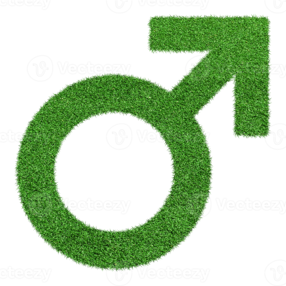 Gender Icon made from Green grass isolated on transparent background PNG file.