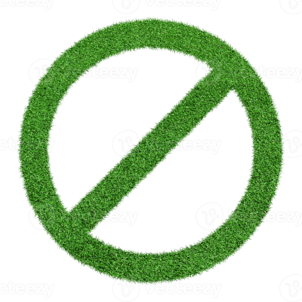 Prohibit icon made from Green grass isolated on transparent background PNG file.