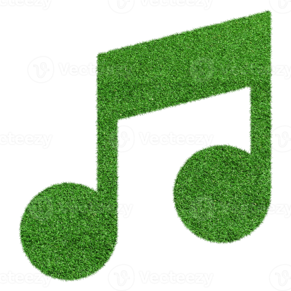 Melody note icon made from Green grass isolated on transparent background PNG file.