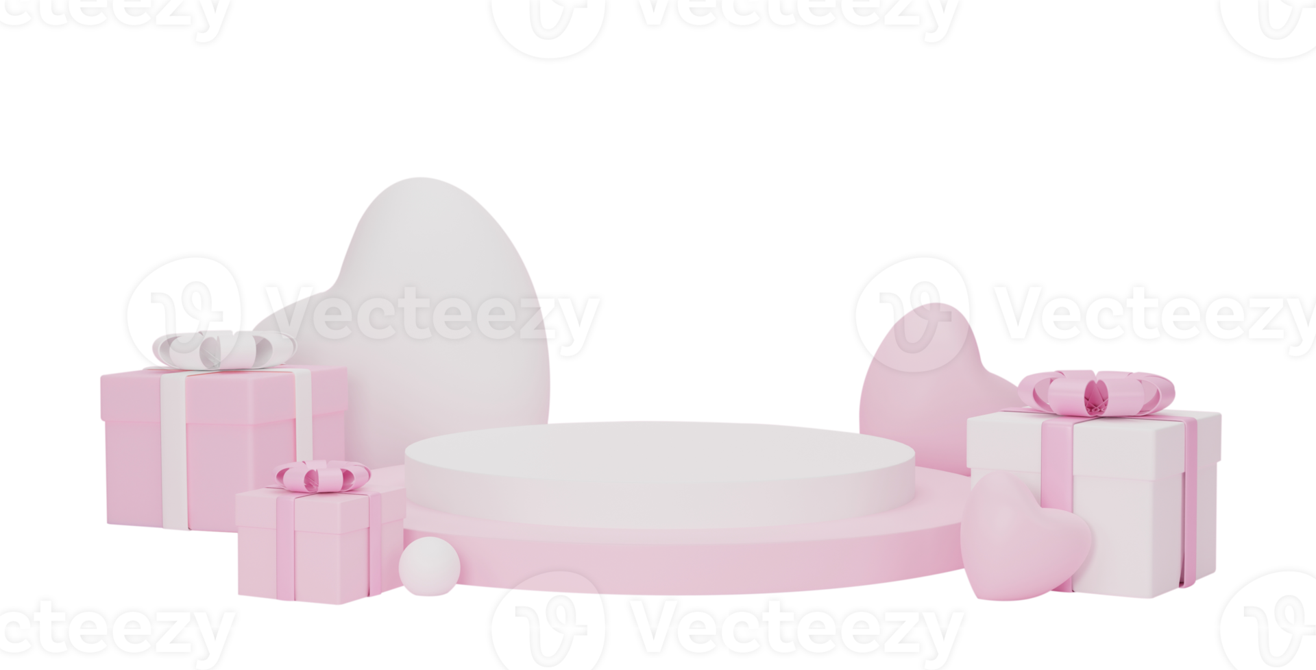 3d hjärta och gåva låda med podium stå till visa produkt visa isolerat på transparent bakgrund png fil formatera.