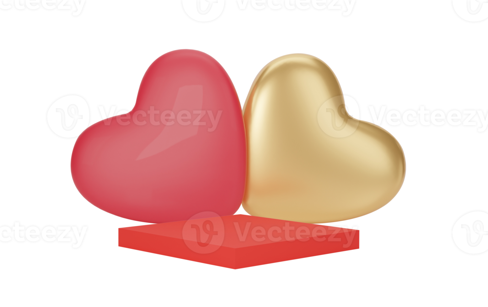 3D Heart with podium stand to show product display Isolated on transparent background PNG file format.