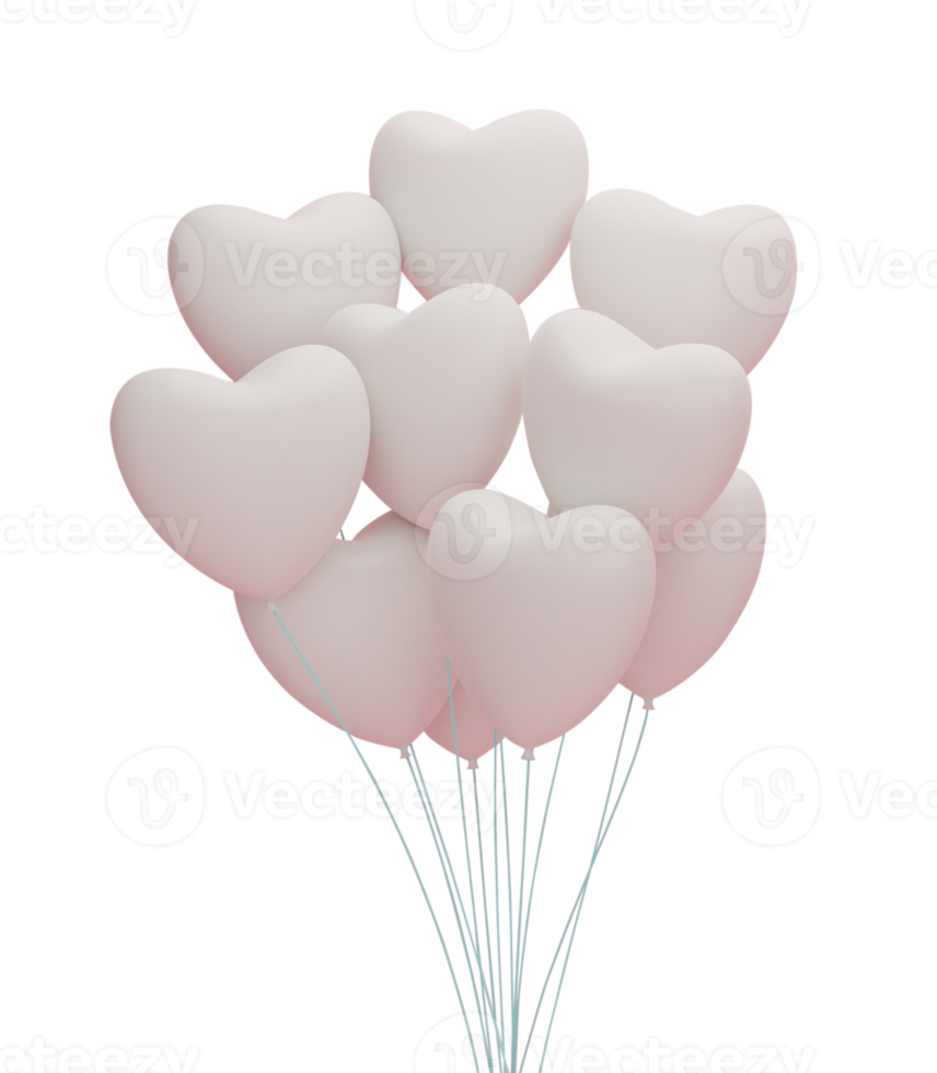 3d rendering. Gift box with balloon heart isolated on transparent background PNG file