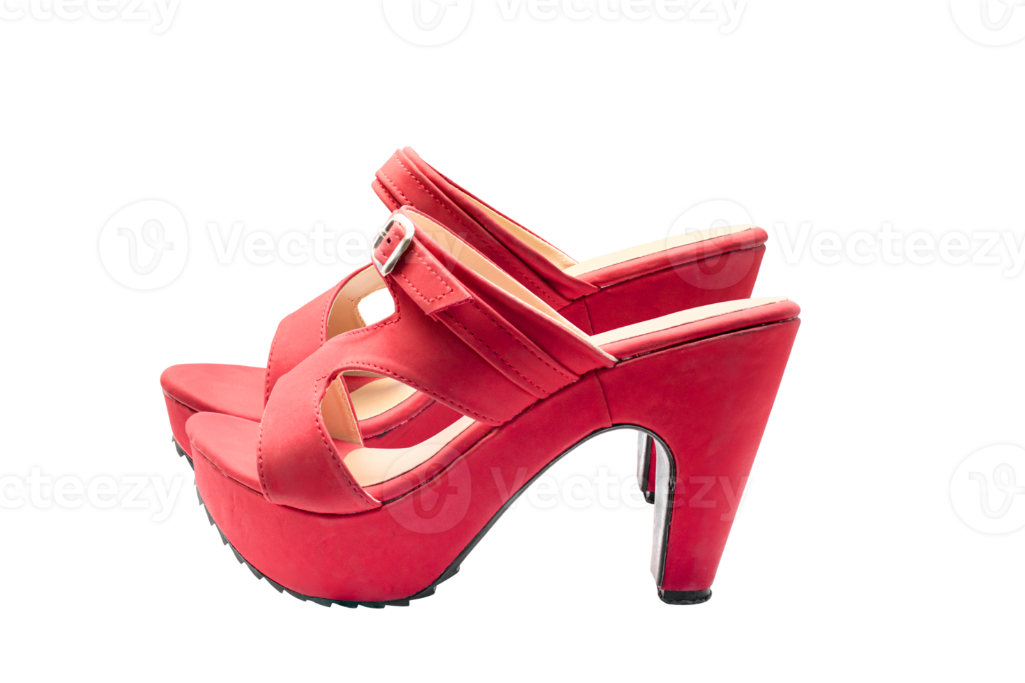Red shoes high heels isolated on transparent background PNG file