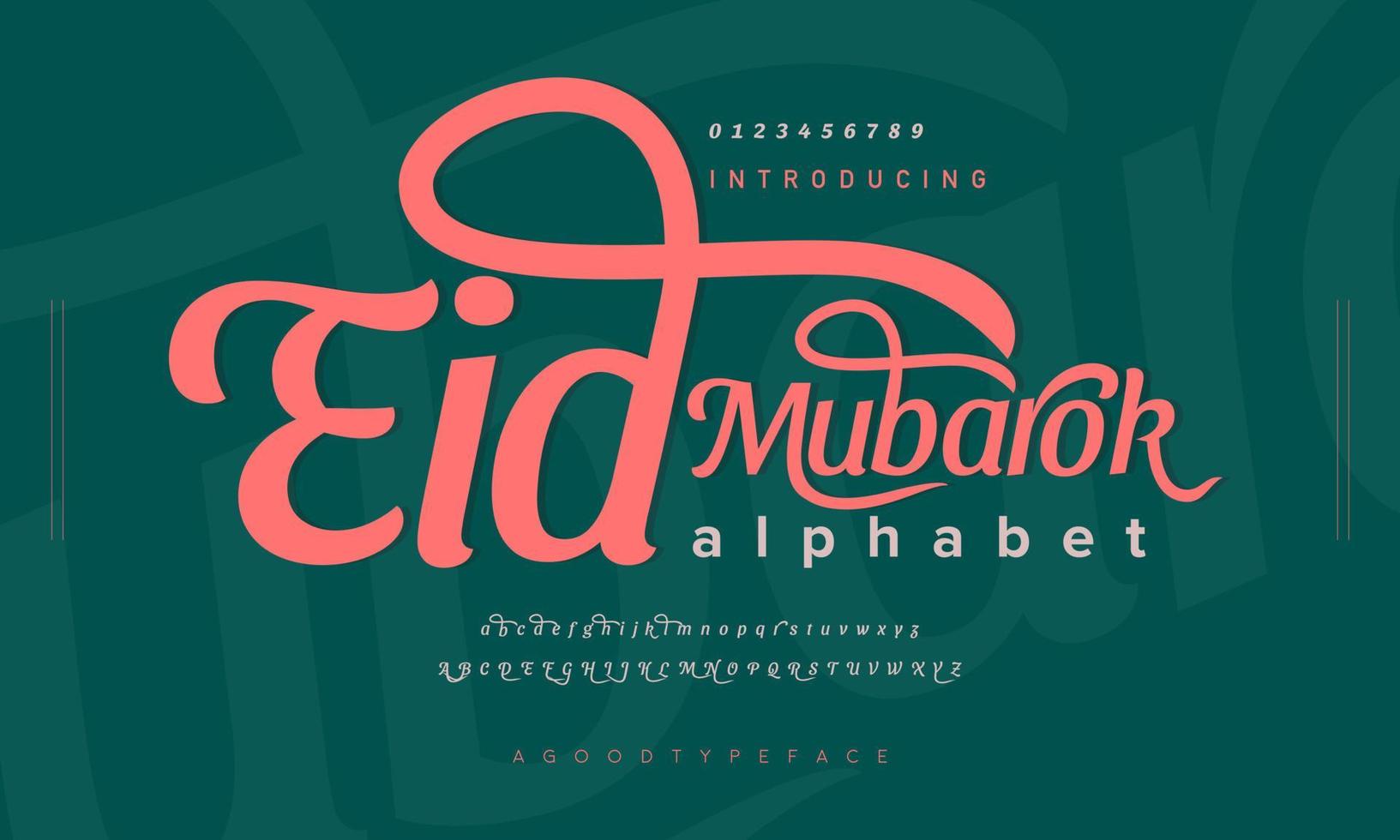 Eid mubarok creative alphabet, Islamic font luxury typography vector