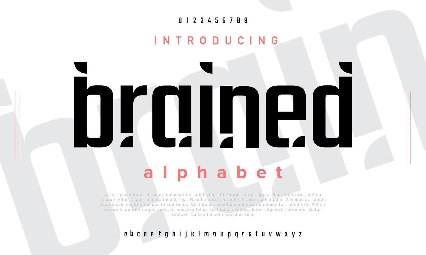 Brained trendy urban typography. Abstract logo font typeface vector