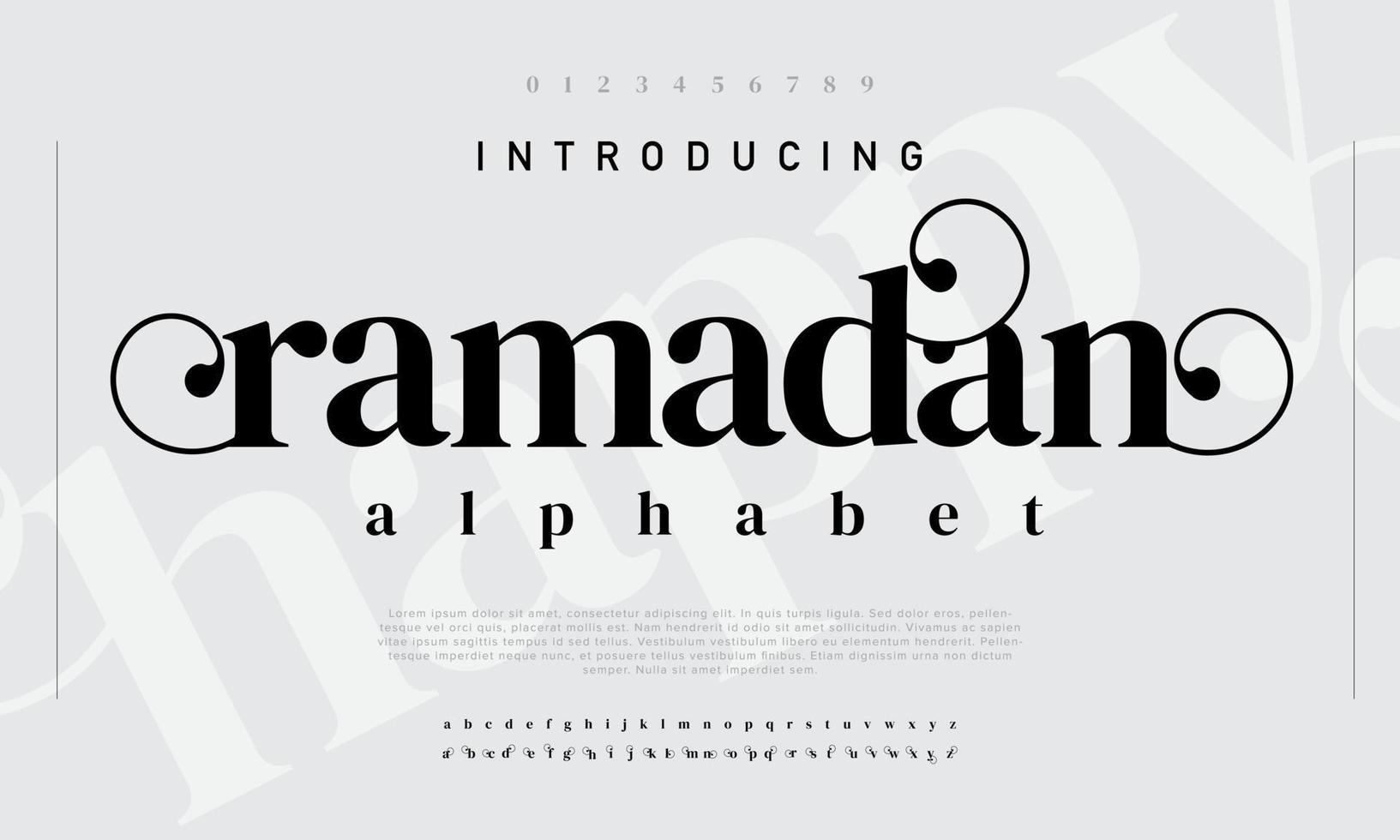 Ramadan creative alphabet. Islamic font typography typeface vector
