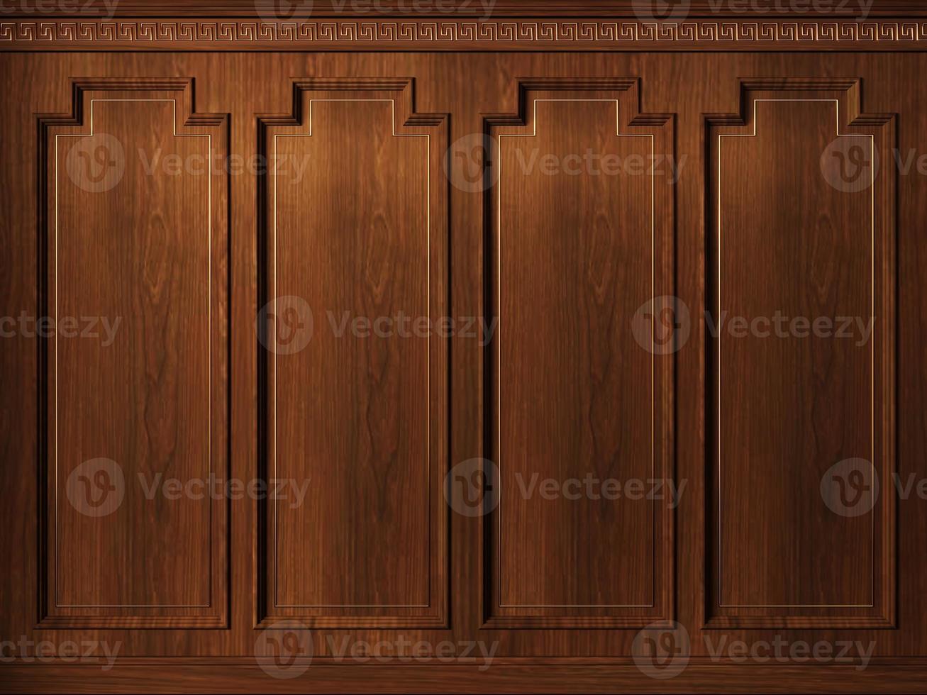 Classic cabinet wall of red wood panels photo