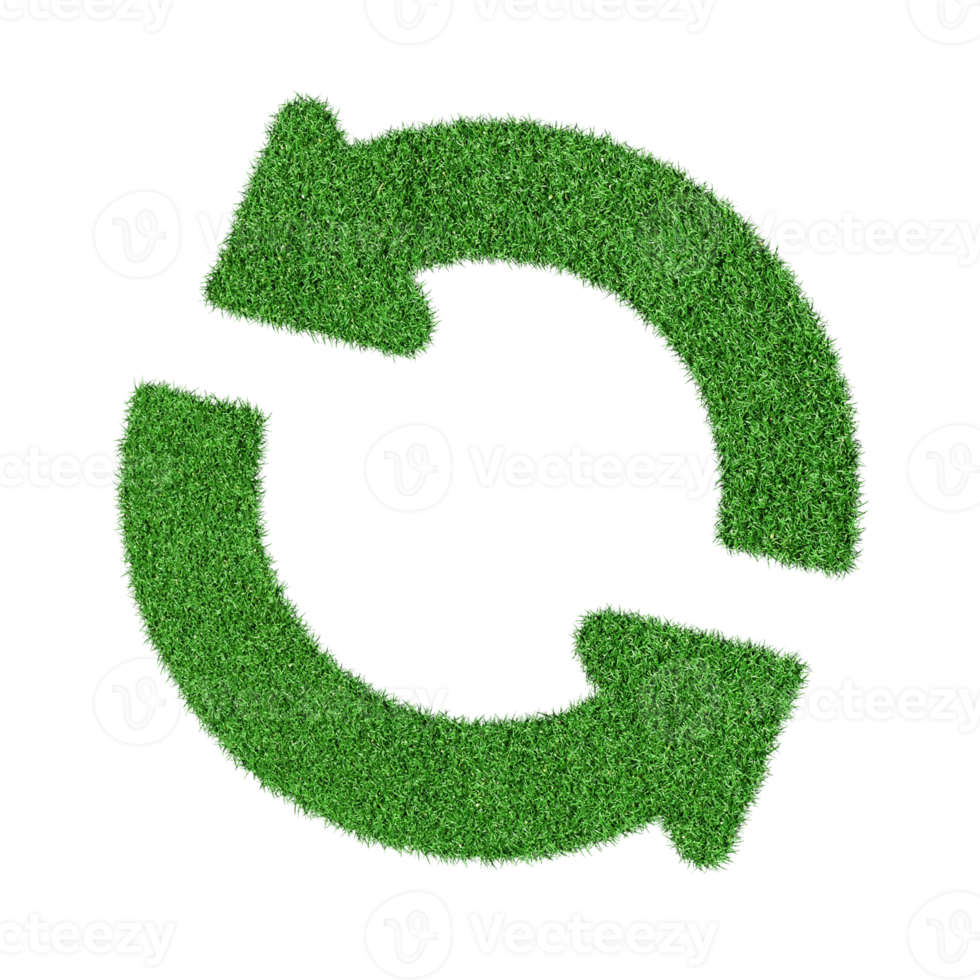 Refresh icon made from Green grass isolated on transparent background ...
