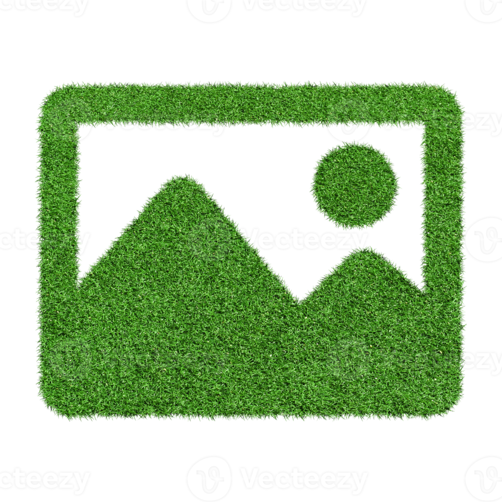 Picture icon made from Green grass isolated on transparent background PNG file.