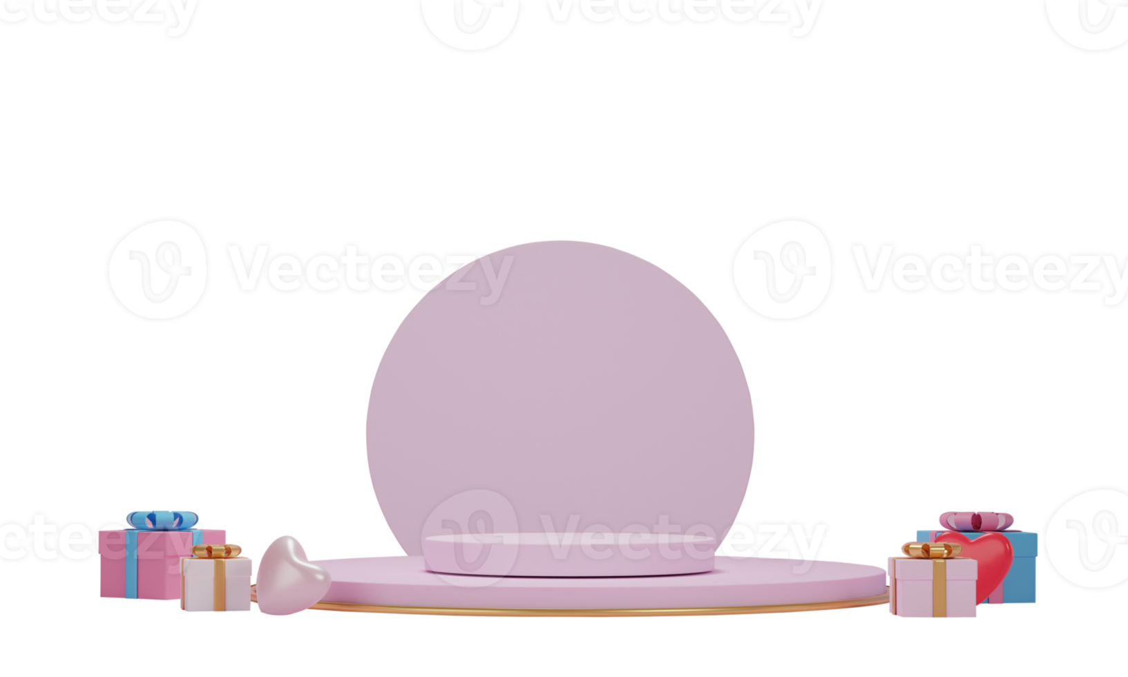 3d rendering, products valentine podium in love platform isolated on transparent background PNG file