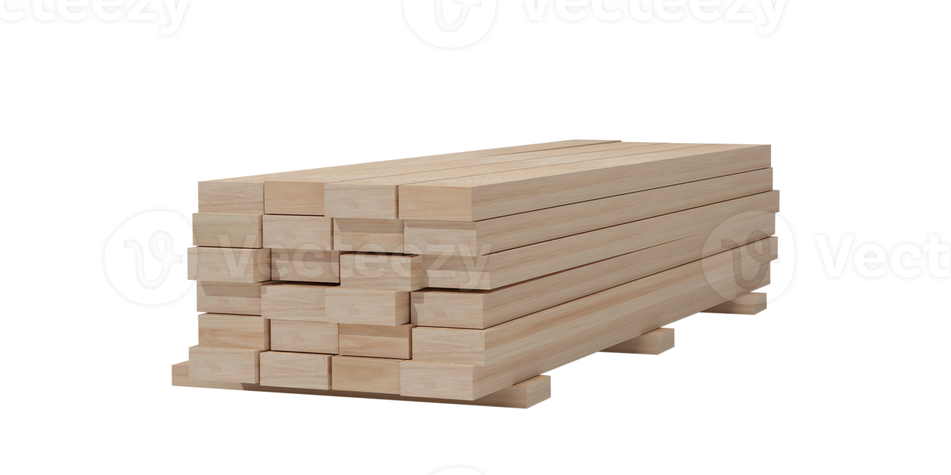 3D rendering. Wood beams, wooden plank isolated on transparent background PNG file format.