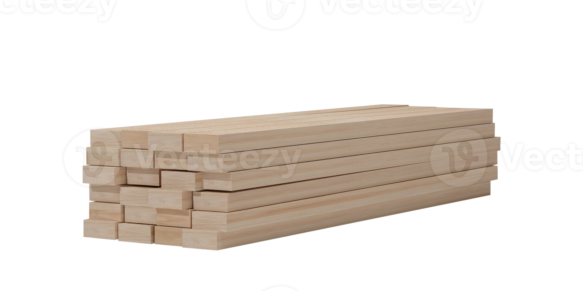 3D rendering. Wood beams, wooden plank isolated on transparent background PNG file format.