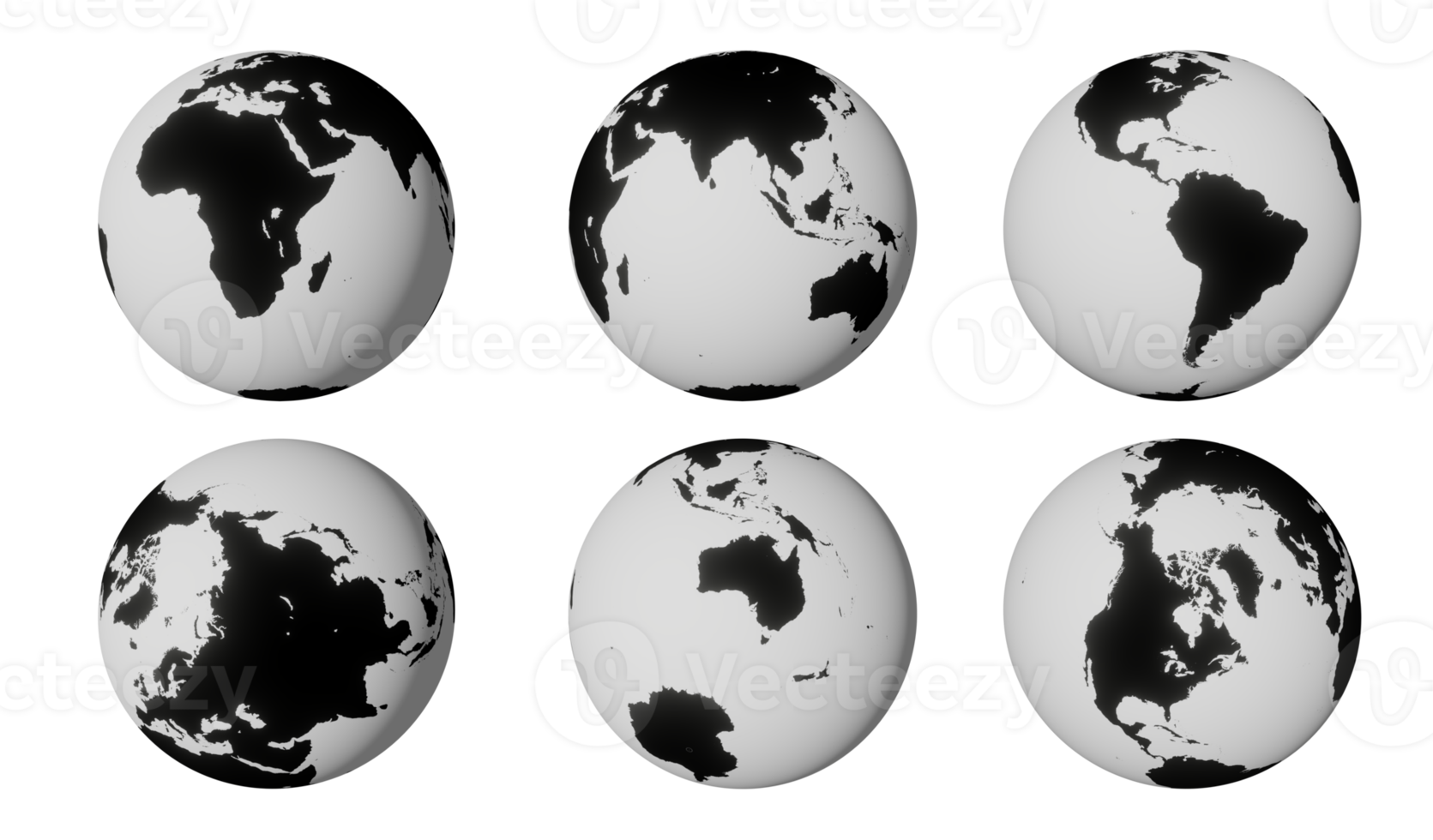 3d rendering, Planet Earth globe, isolated on transparent background - PNG format.