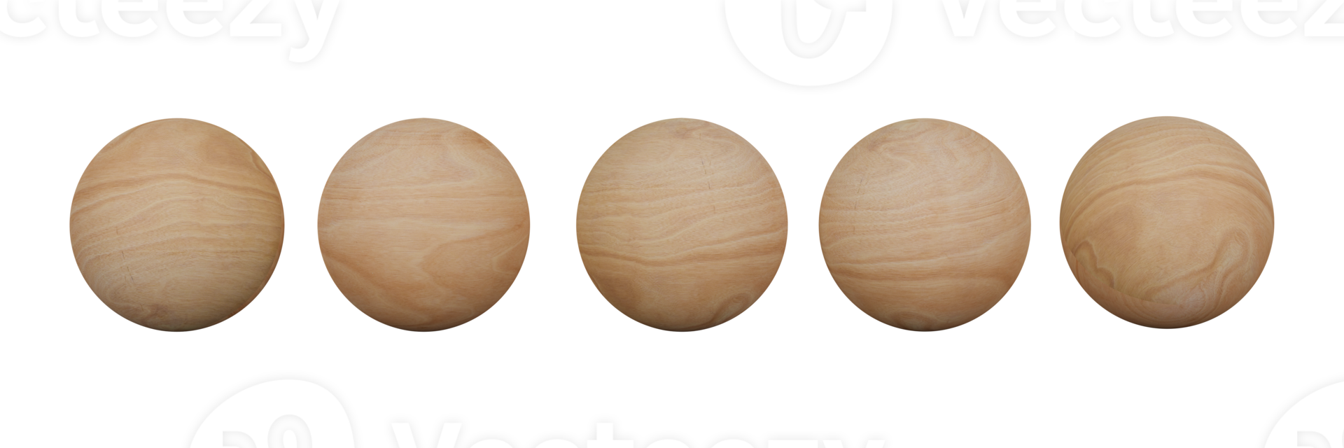 3D render, set of wood circle isolated on transparent background - PNG format