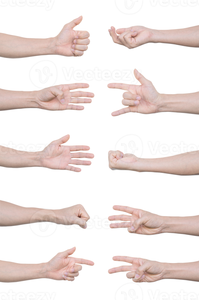 Set of man hands Isolated on transparent background PNG file