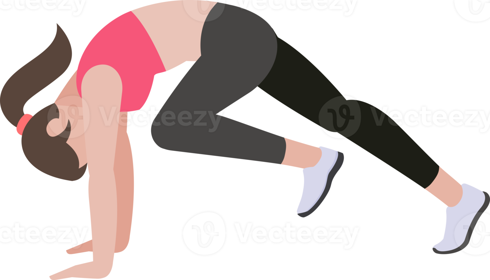 woman exercises flat color png