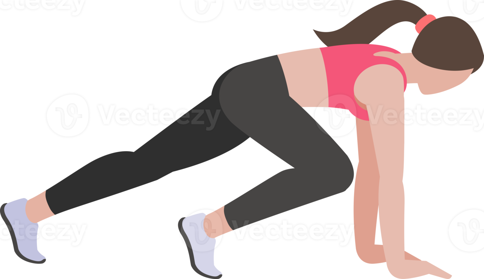 woman exercises flat color png