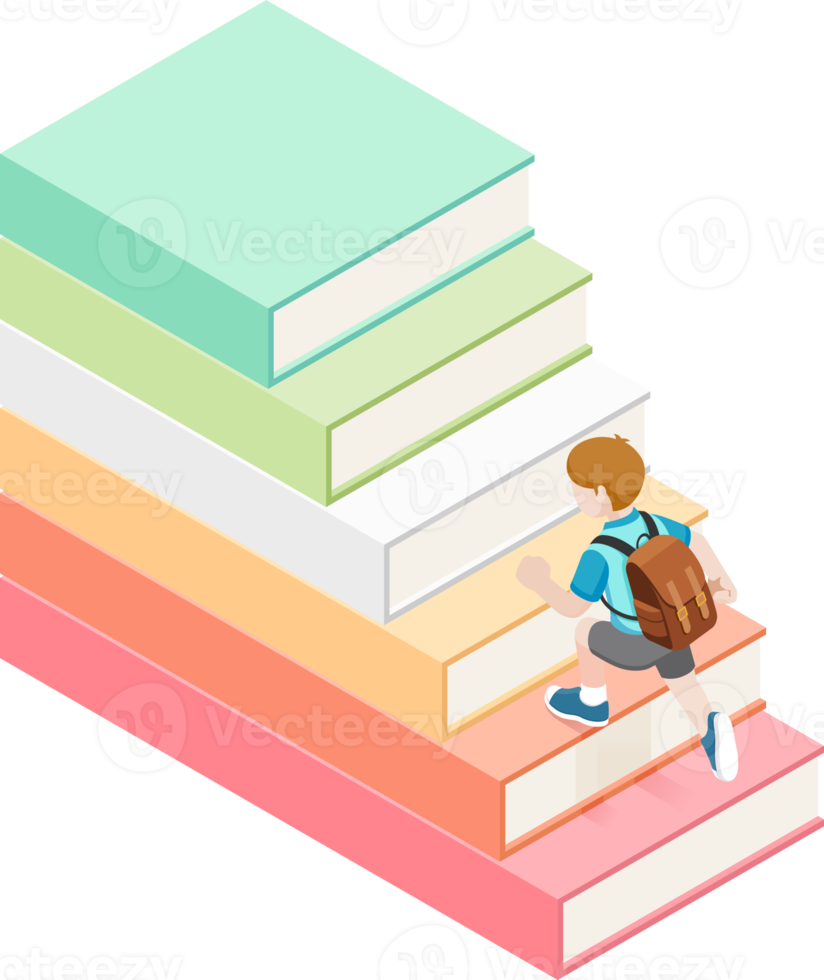 kid running on stack book png