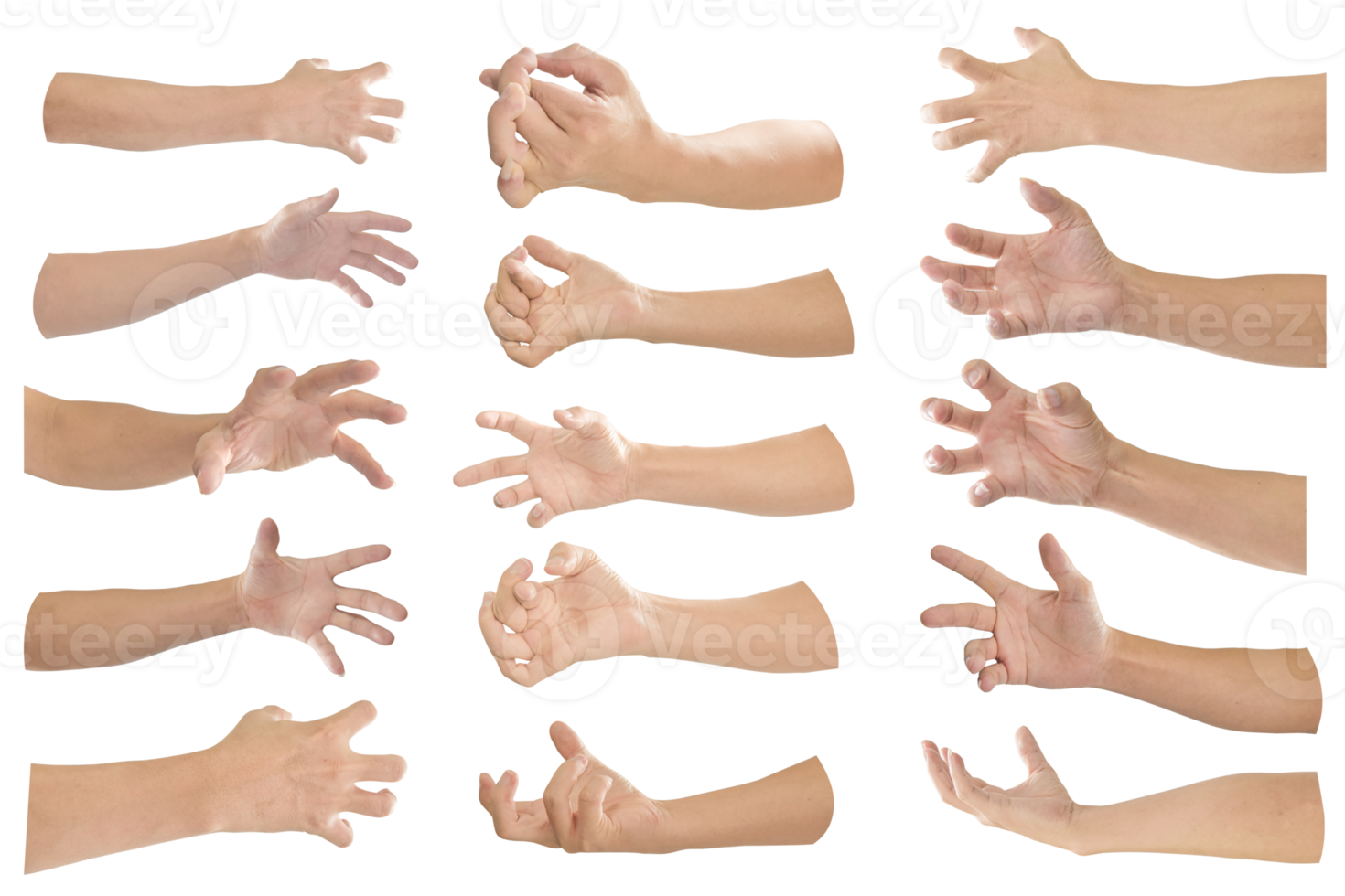 Collection of hand with finger bent isolated on transparent background PNG file