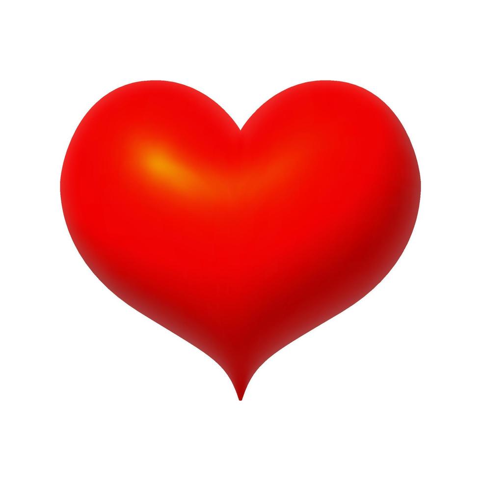 Cute red 3d heart. Happy Valentine's Day 3d vector design element.