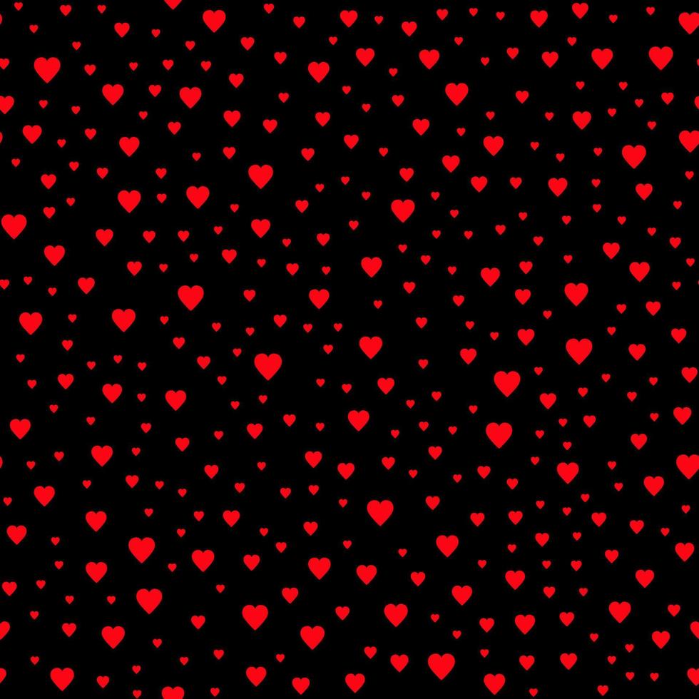 Happy Valentine's Day. Seamless pattern with bright red hearts and black background vector