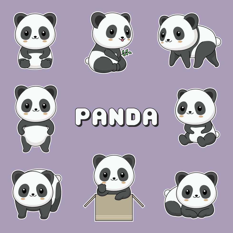 vector illustration cute panda for mascot or sticker
