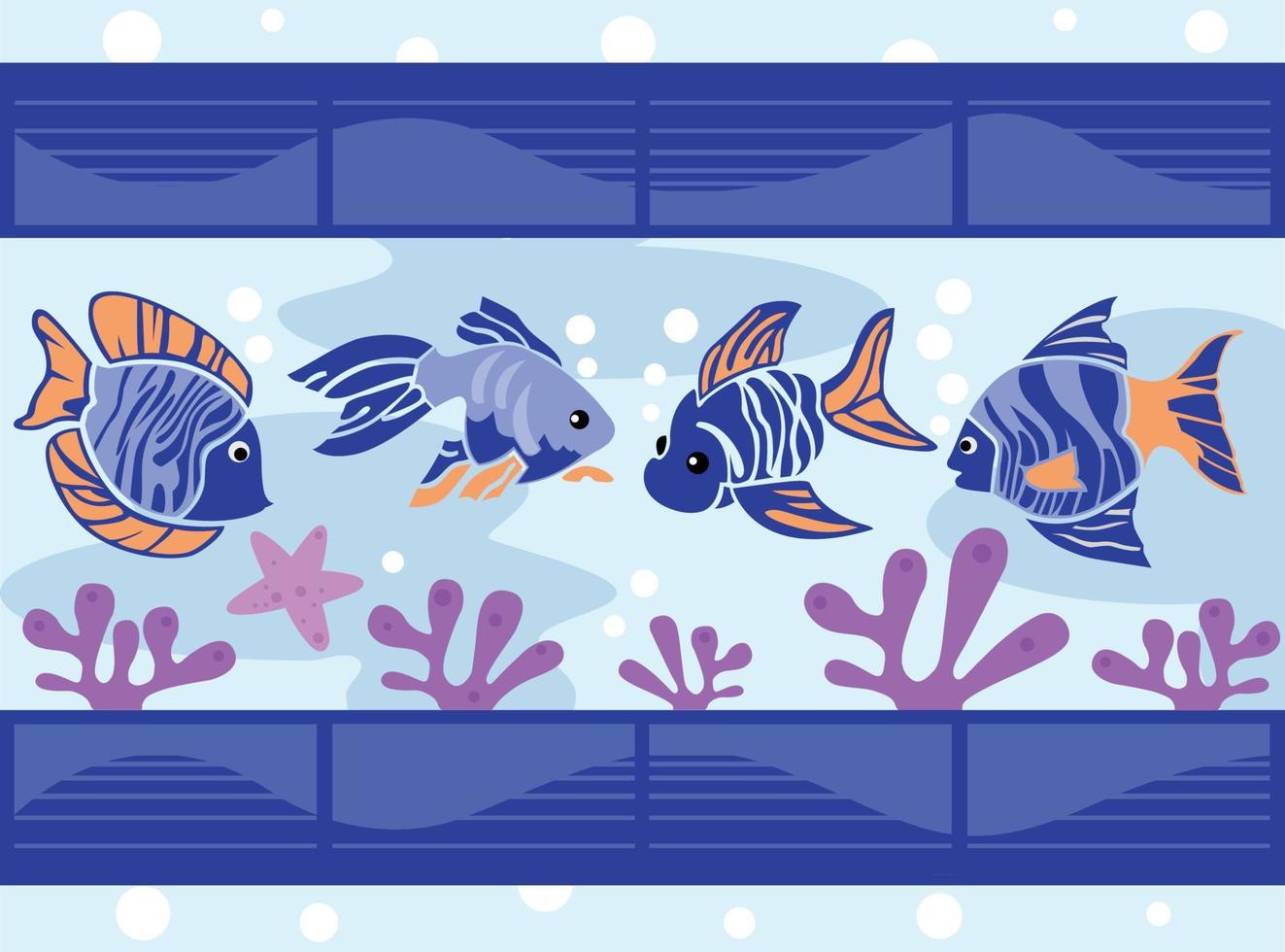 illustration fish flat vector set