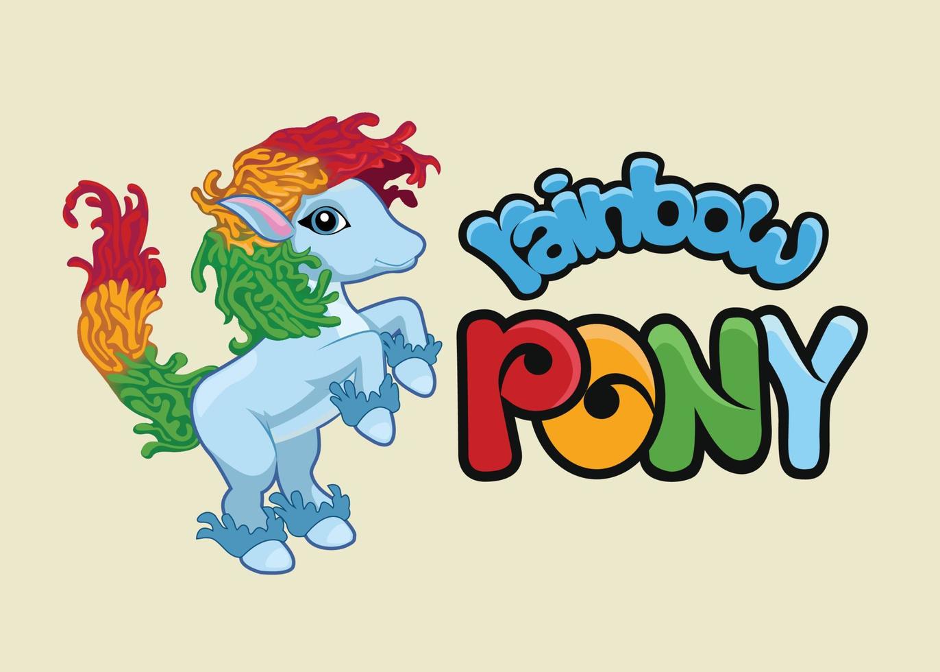 Ilustración de vector lindo pony arco iris