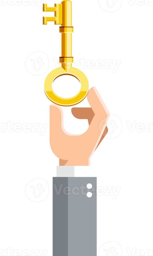 businessman hand with gold key png