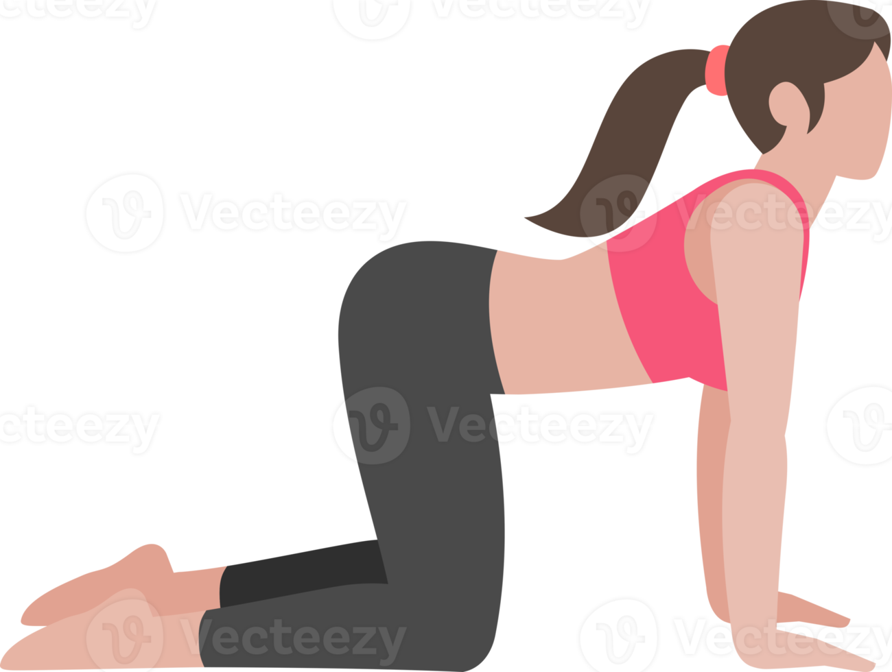woman exercises flat color png