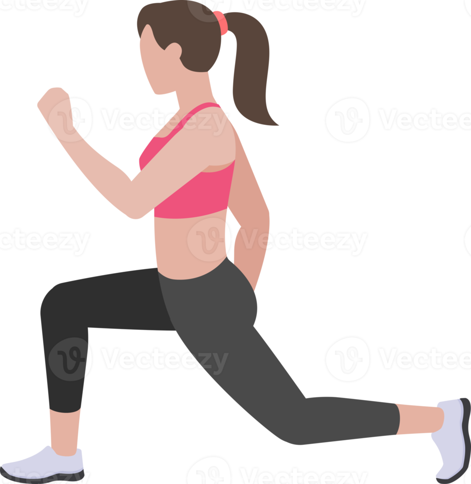 woman exercises flat color png