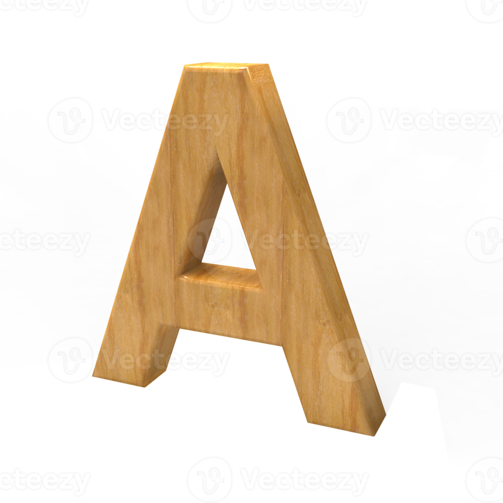 letras del alfabeto de texto de madera 3d png