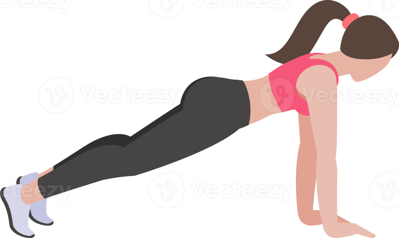 woman exercises flat color png