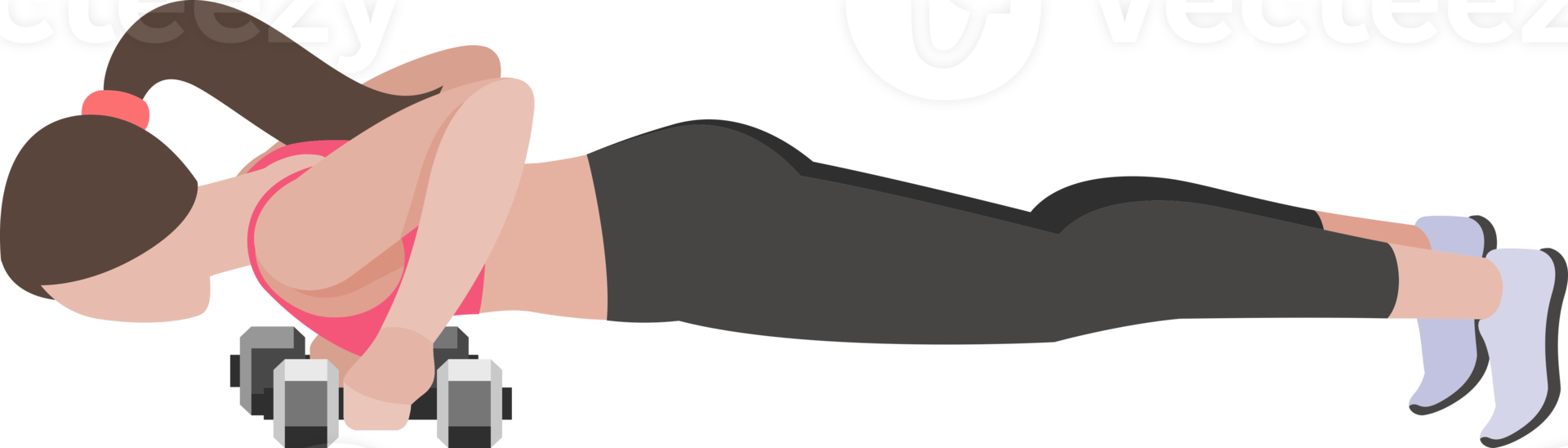 woman exercises flat color png