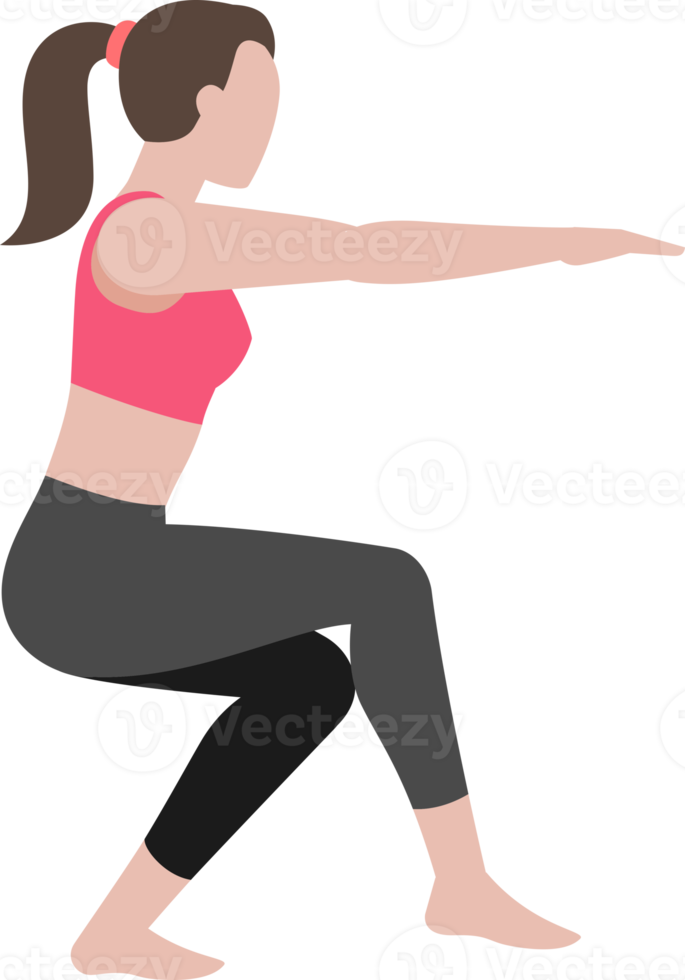 woman exercises flat color png