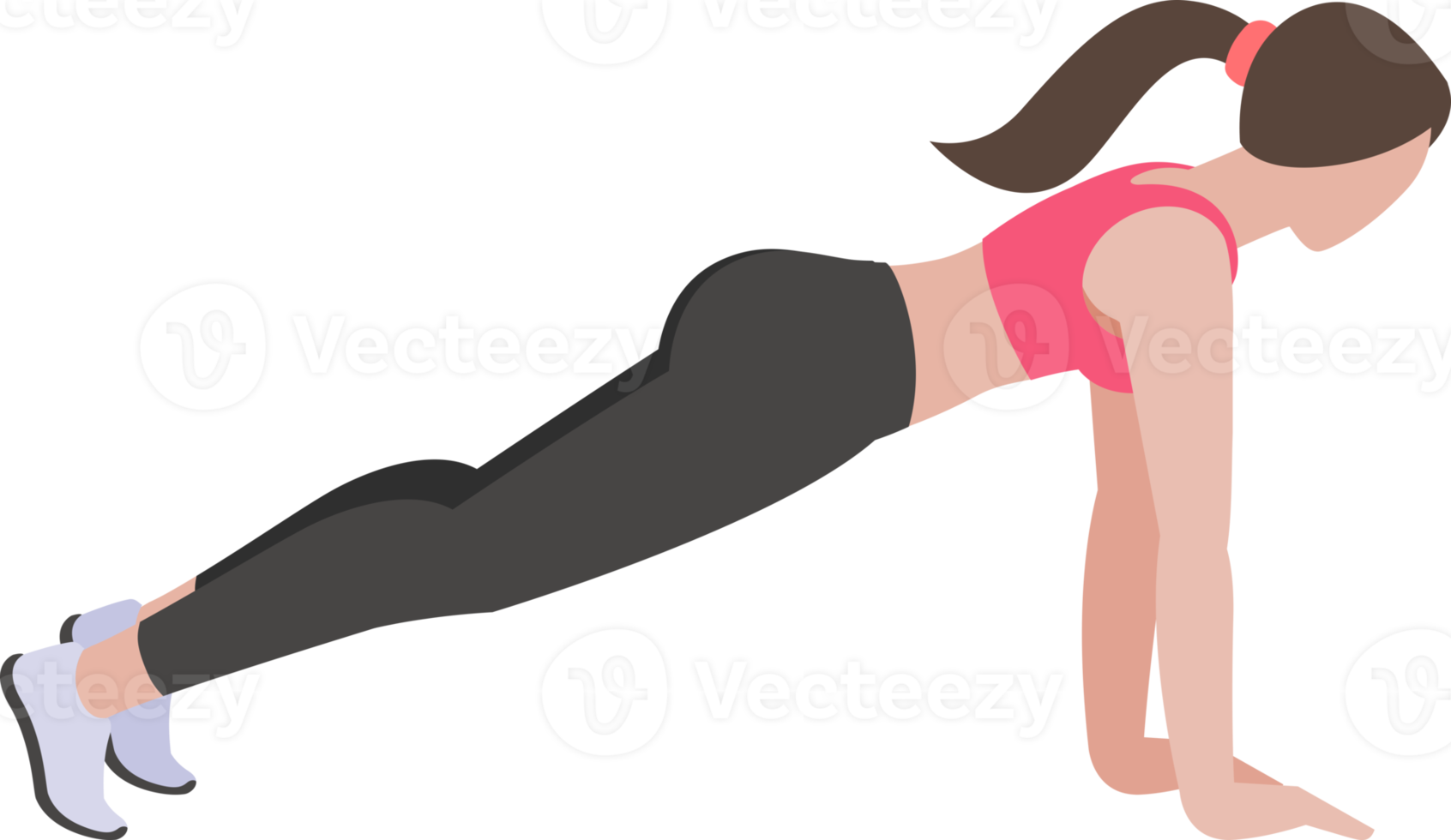 woman exercises flat color png