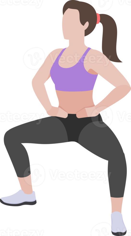 woman exercises flat color png