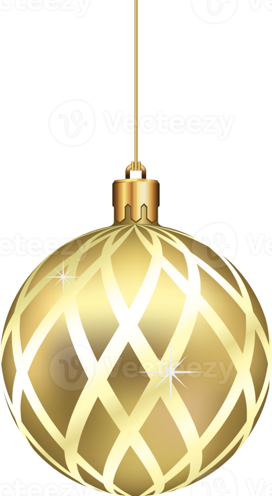 Christmas ball ornaments hanging on gold thread png