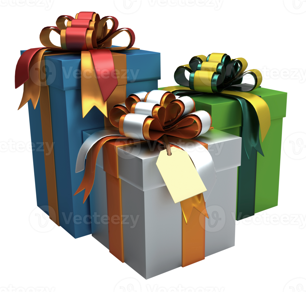 Three Gift Box and a Tag png