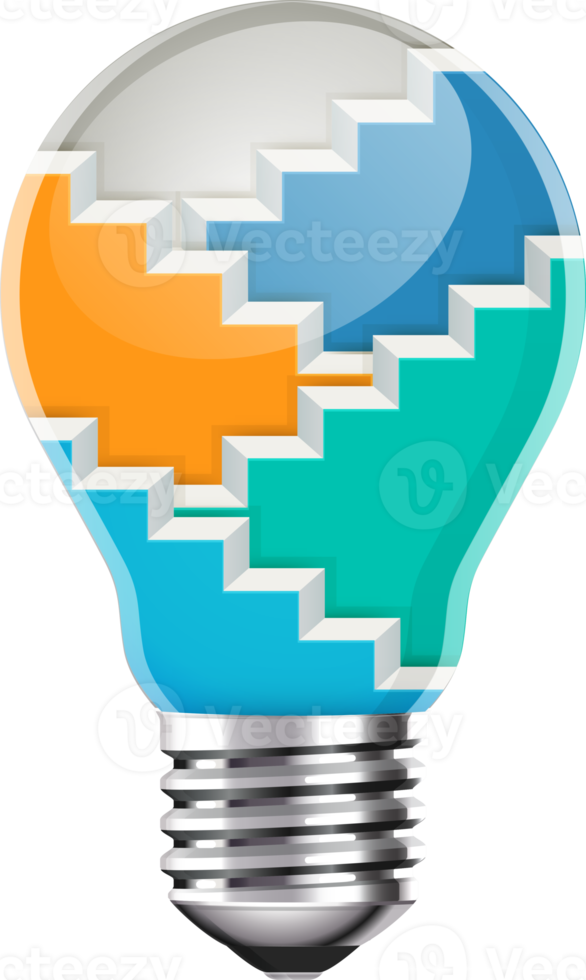Lightbulb staircase infographic png