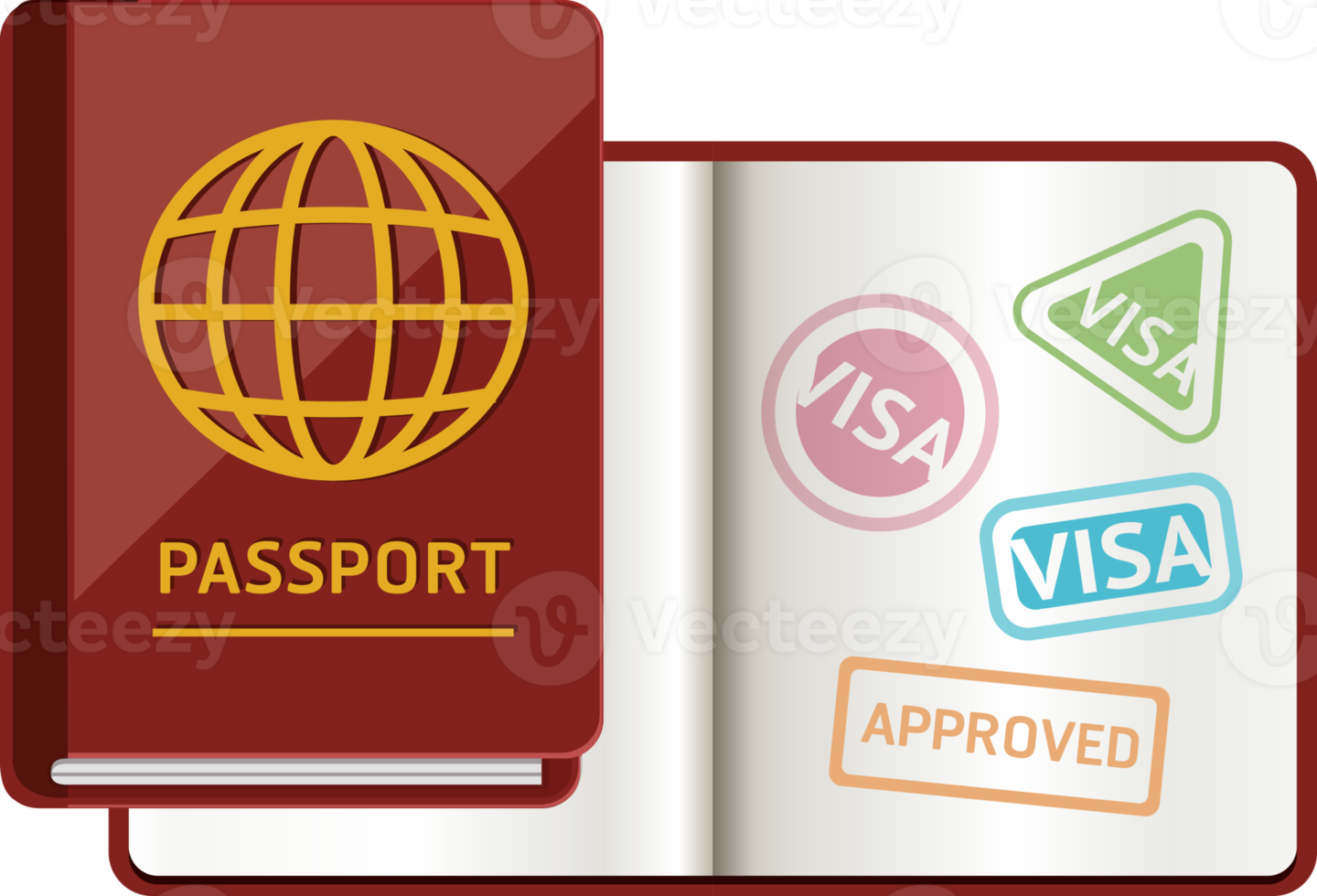 passaporto viaggio piatto icone png