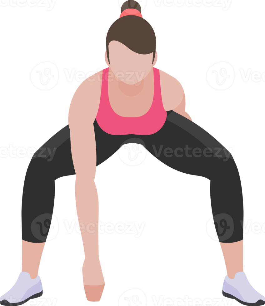 woman exercises flat color png