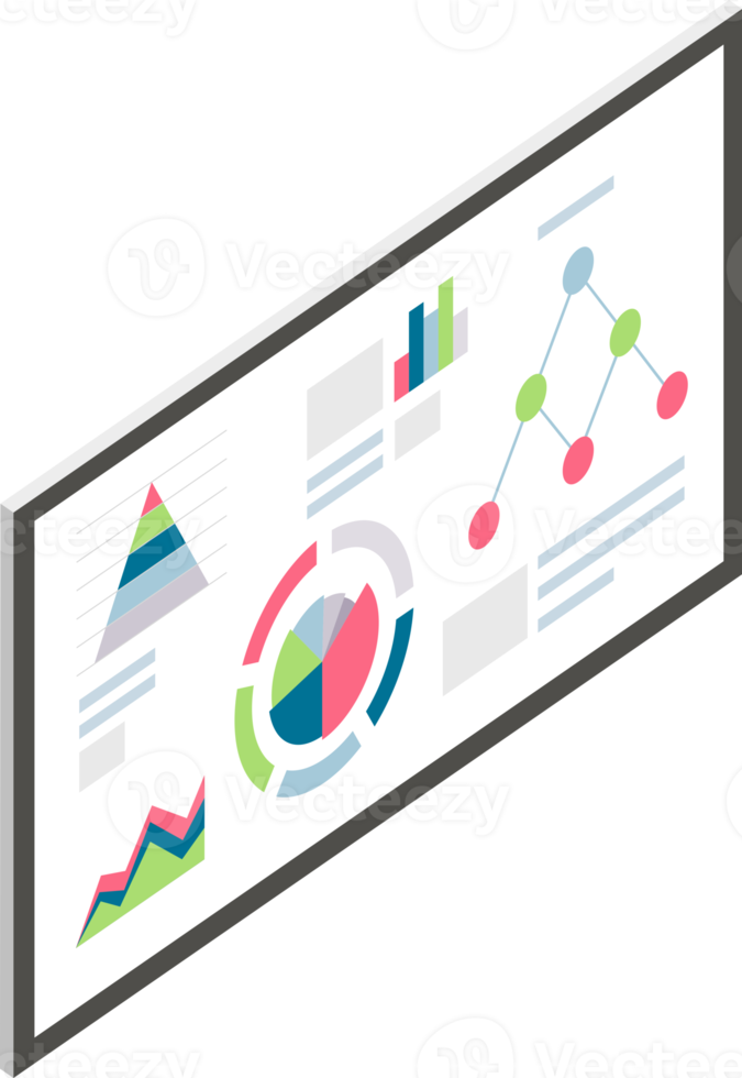 Presentation board isometric flat color png