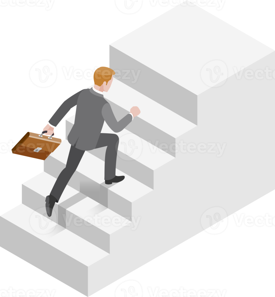 Businessman running on stairs png