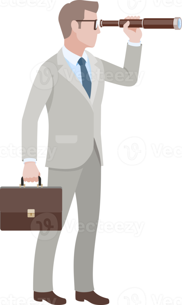 Businessman standing with binoculars png